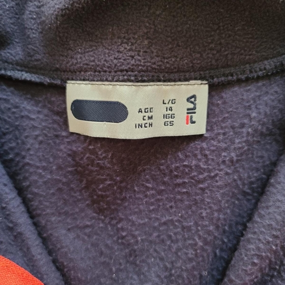 Fila Half-Zip Fleece Sweater Navy Blue/Red Orange Large - Picture 5 of 5